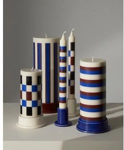 Kaars HAY Column Off-White Brown Black And Blue Small