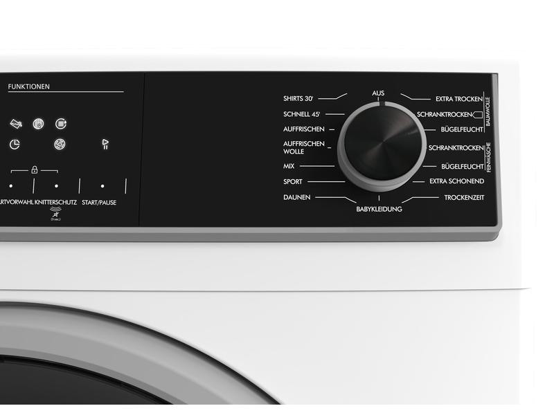 Sharp Wäschetrockner KD-HHH8S8GW3-DE Rechts Trockner mit automatischer Knitterschutzfunktion und LED-Innenbeleuchtung