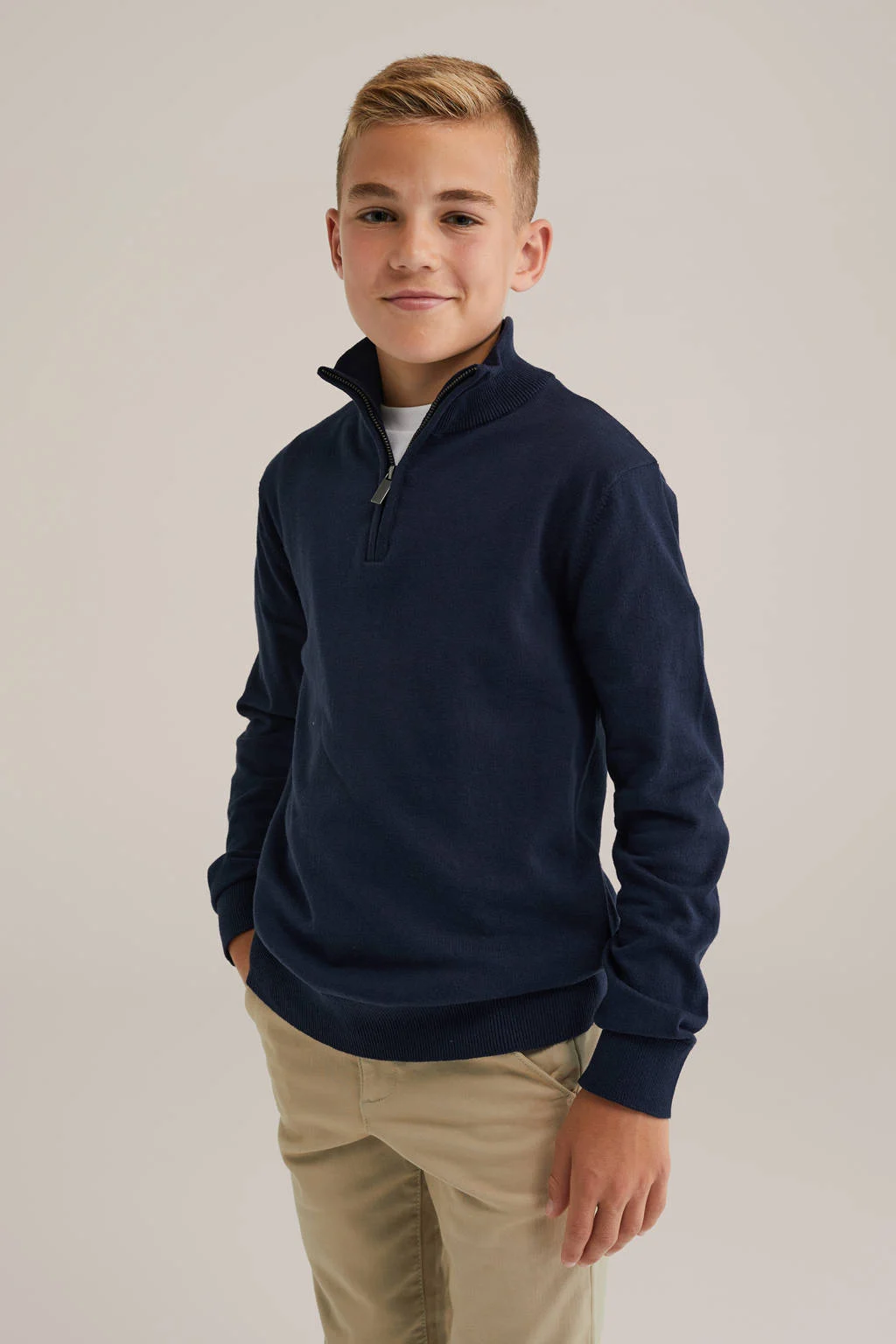 WE Fashion trui marine fijn gebreid
