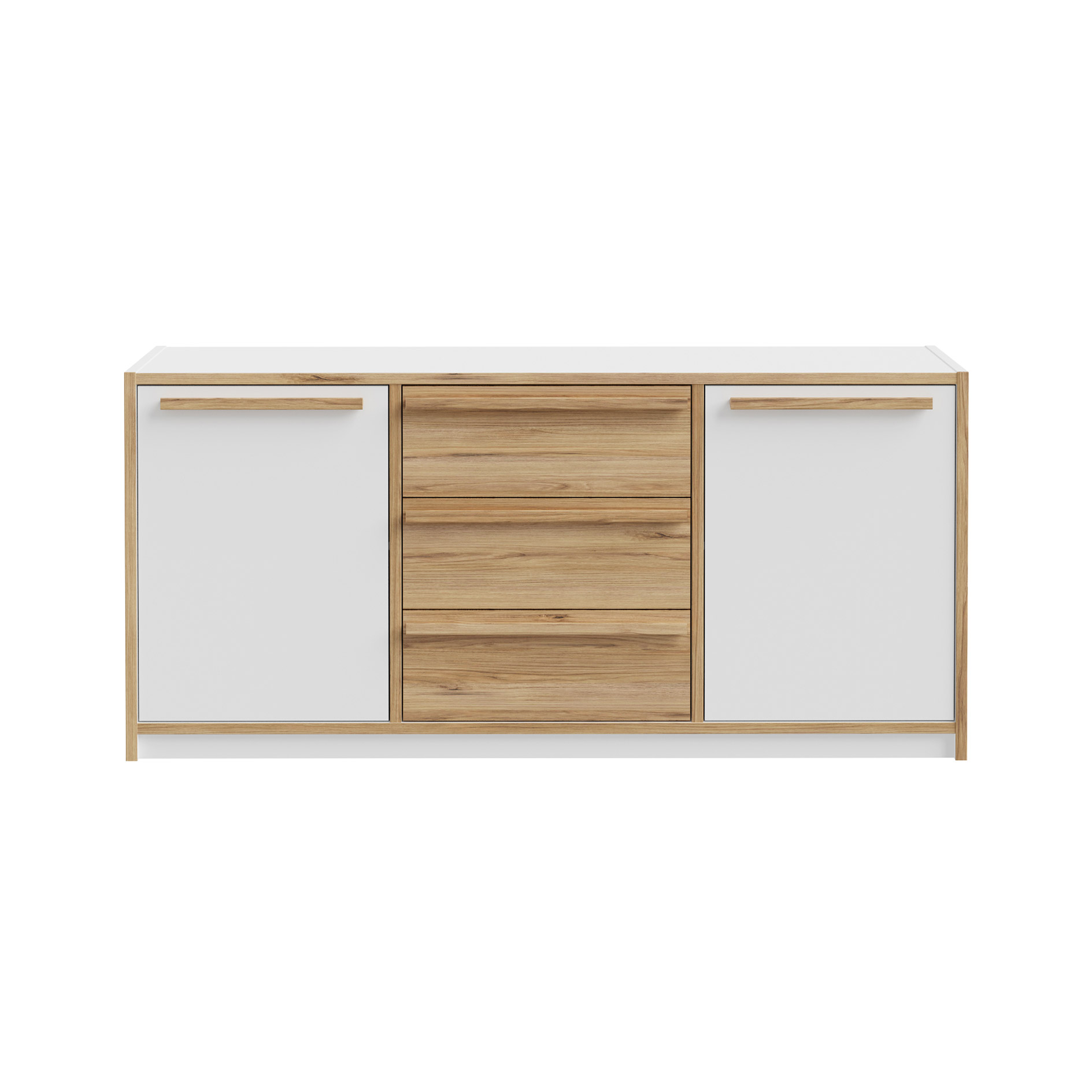 Sideboard - weiß-Catania Eiche - 159 cm
