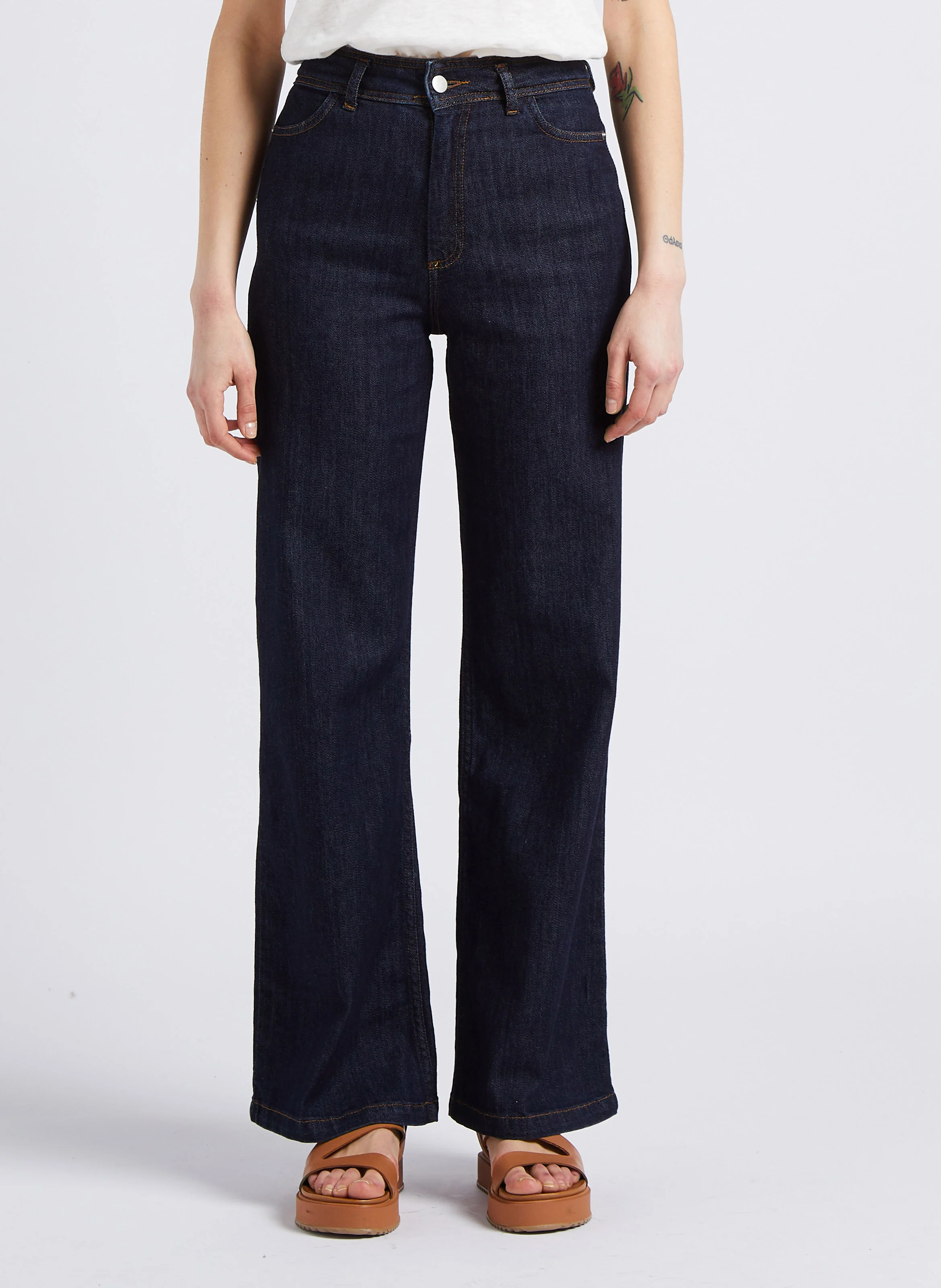 Jean flare en coton| Bleu