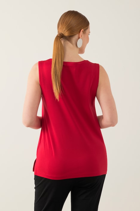 Top, Pima Cotton, Slim, Rundhals, Ziersteinchen, ärmellos