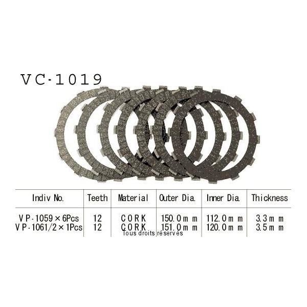 Kyoto - Disques garnis d'embrayage VC1019