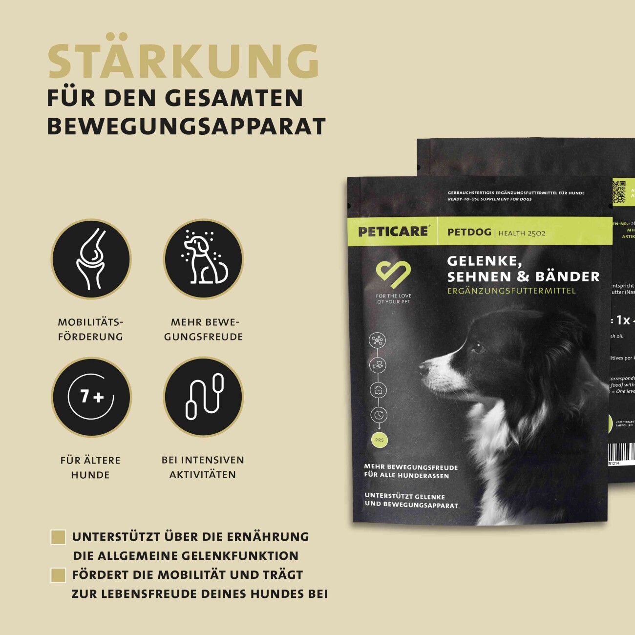 Peticare Gelenkpulver für Hunde mit MSM &Kollagen