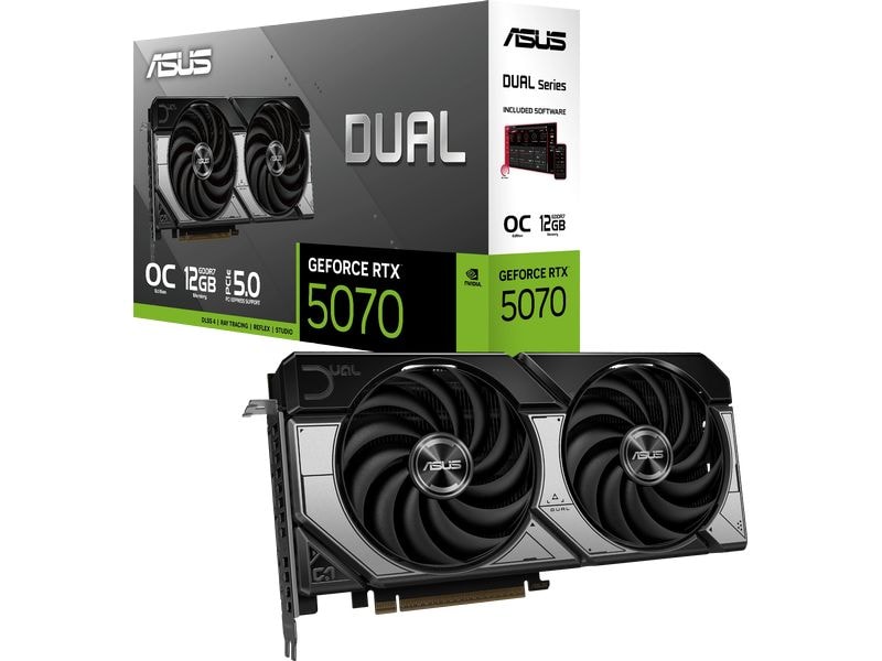 ASUS Grafikkarte Dual GeForce RTX 5070 12 GB OC Edition Gaming-Grafikkarte mit 12 GB GDDR7-Speicher