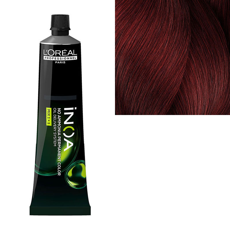Coloration sans ammoniaque Inoa 5.60 châtain clair rouge intense