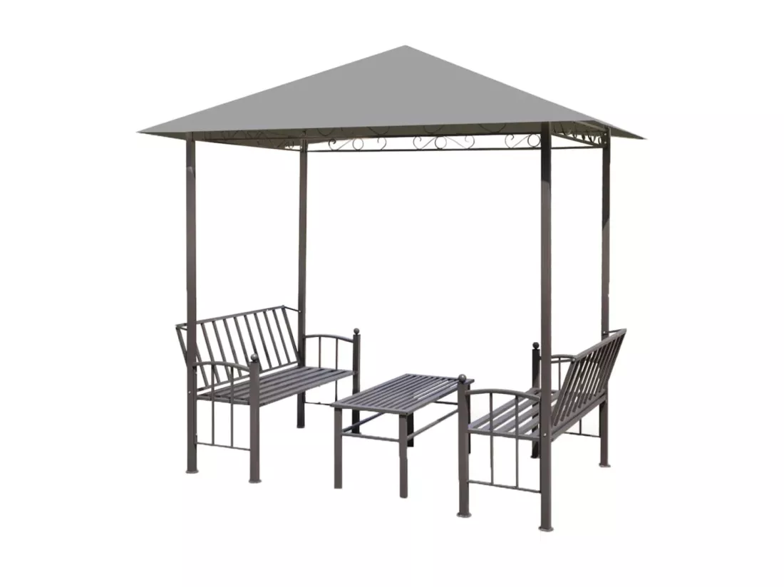 Chapiteau de jardin avec table et bancs 2,5x1,5x2,4m Anthracite