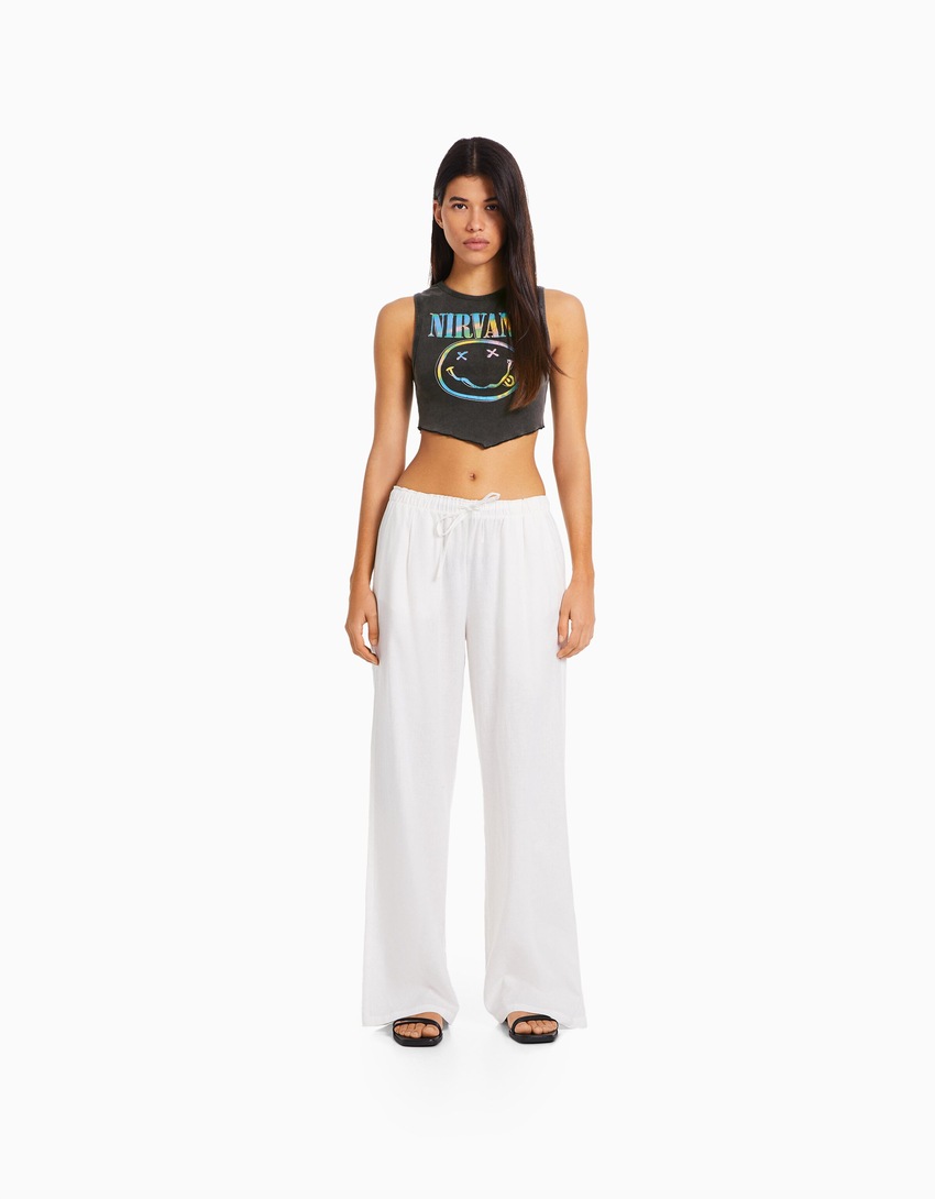 Camiseta sem mangas com estampa do Nirvana