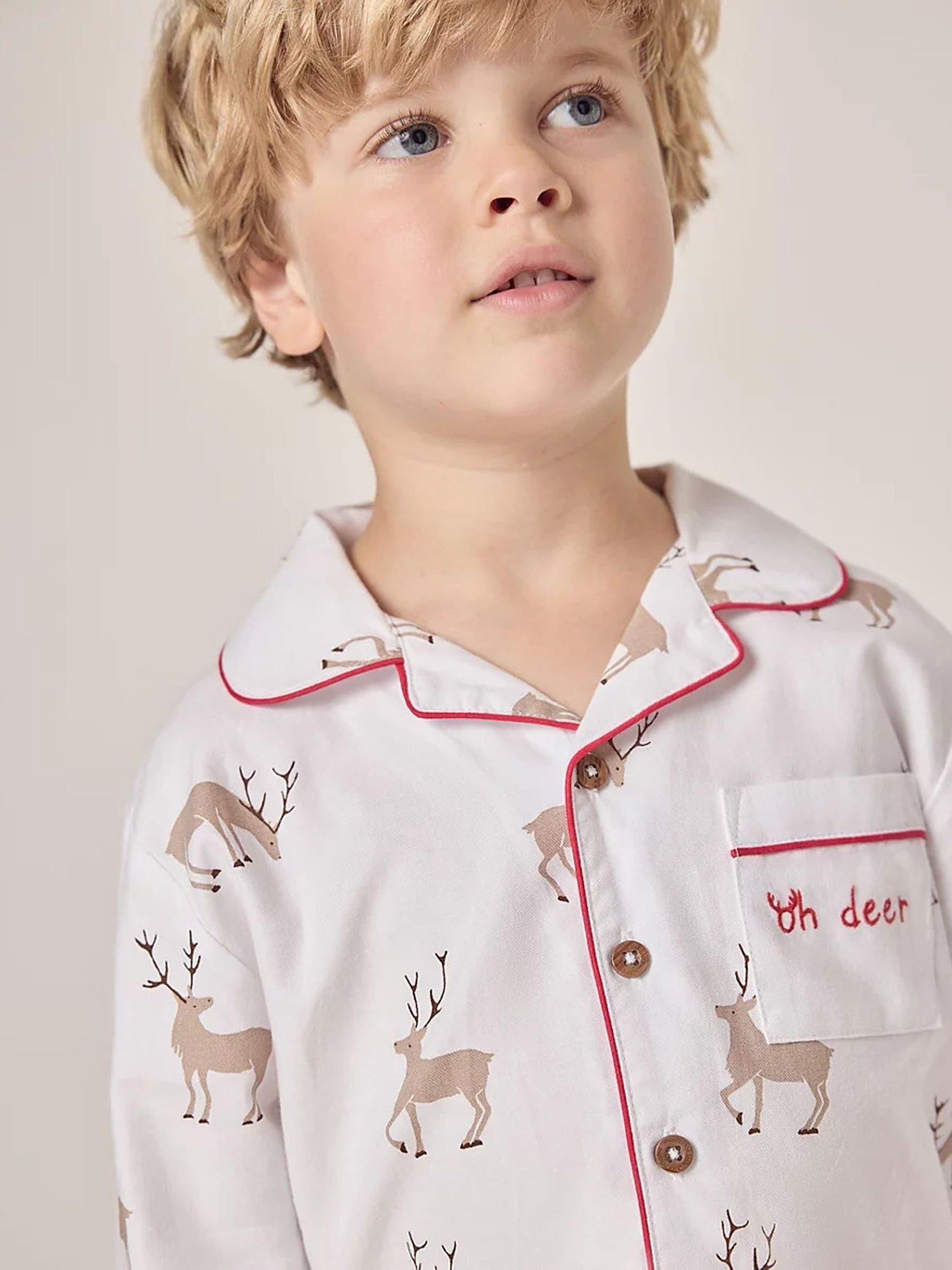 The White Company Relaxed Fit Katoenen Oh Deer Traditionele Witte Pyjama's