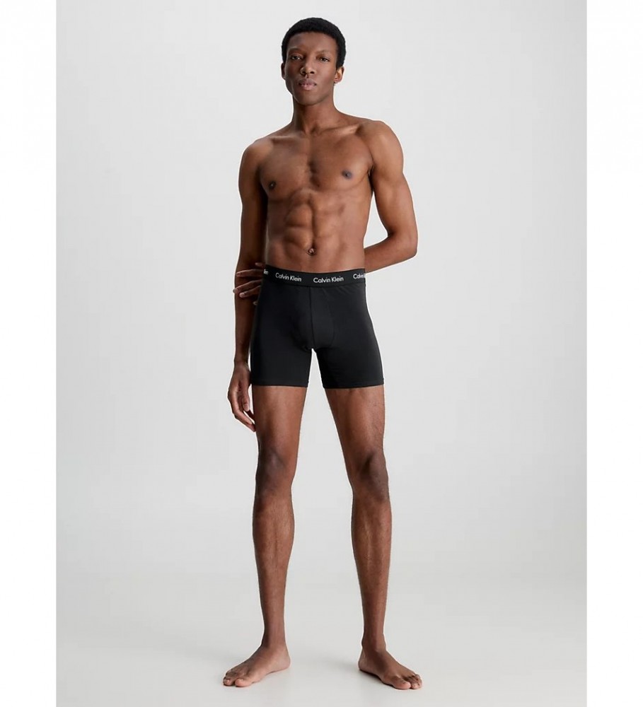 Cuecas Boxer Longas Calvin Klein, Pacote com 3, Pretas