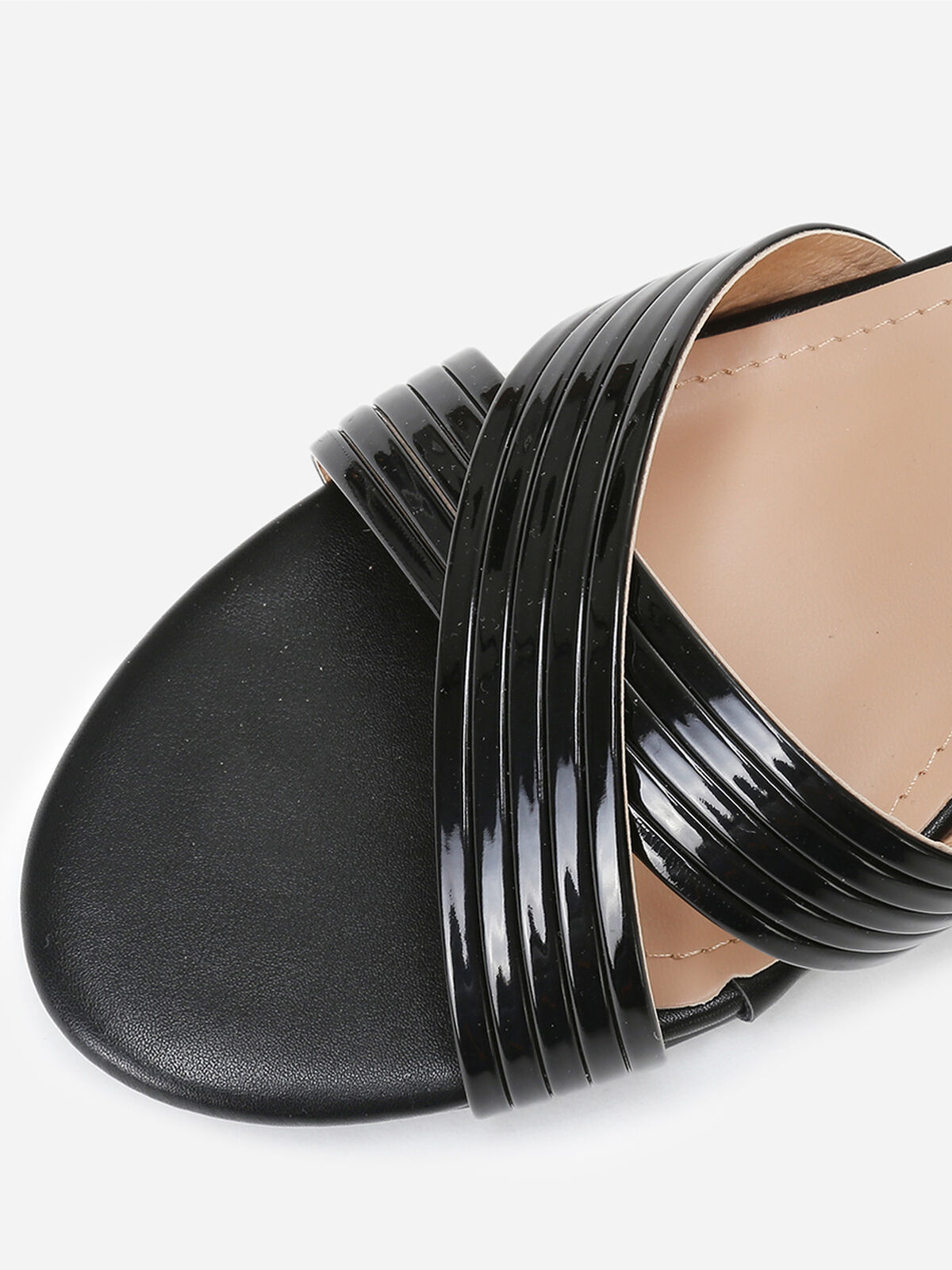 Sandales vernies croisées grandes tailles- Noir
