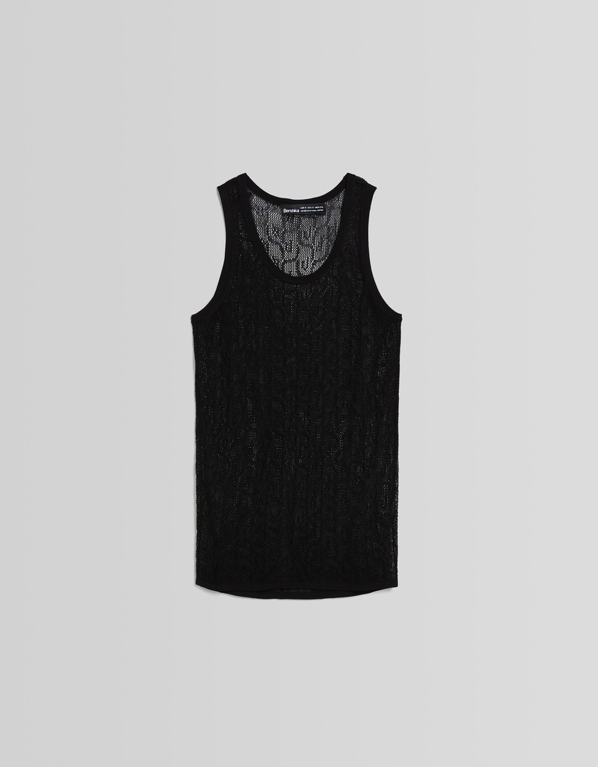 Camiseta de alças semitransparente