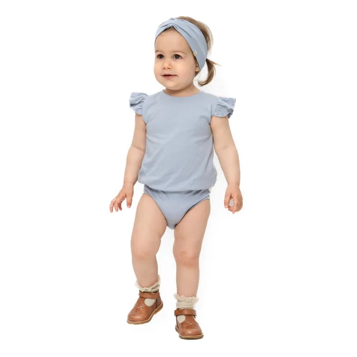 Minimalisma Barboteuse Coton Bio Pippy | Bleu ciel