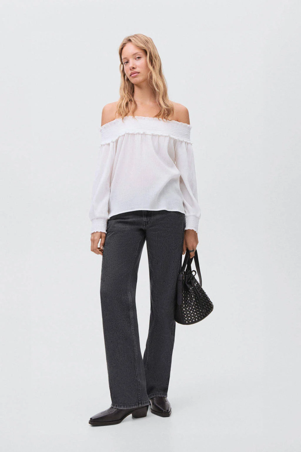 MANGO TEEN off shoulder top ivoor