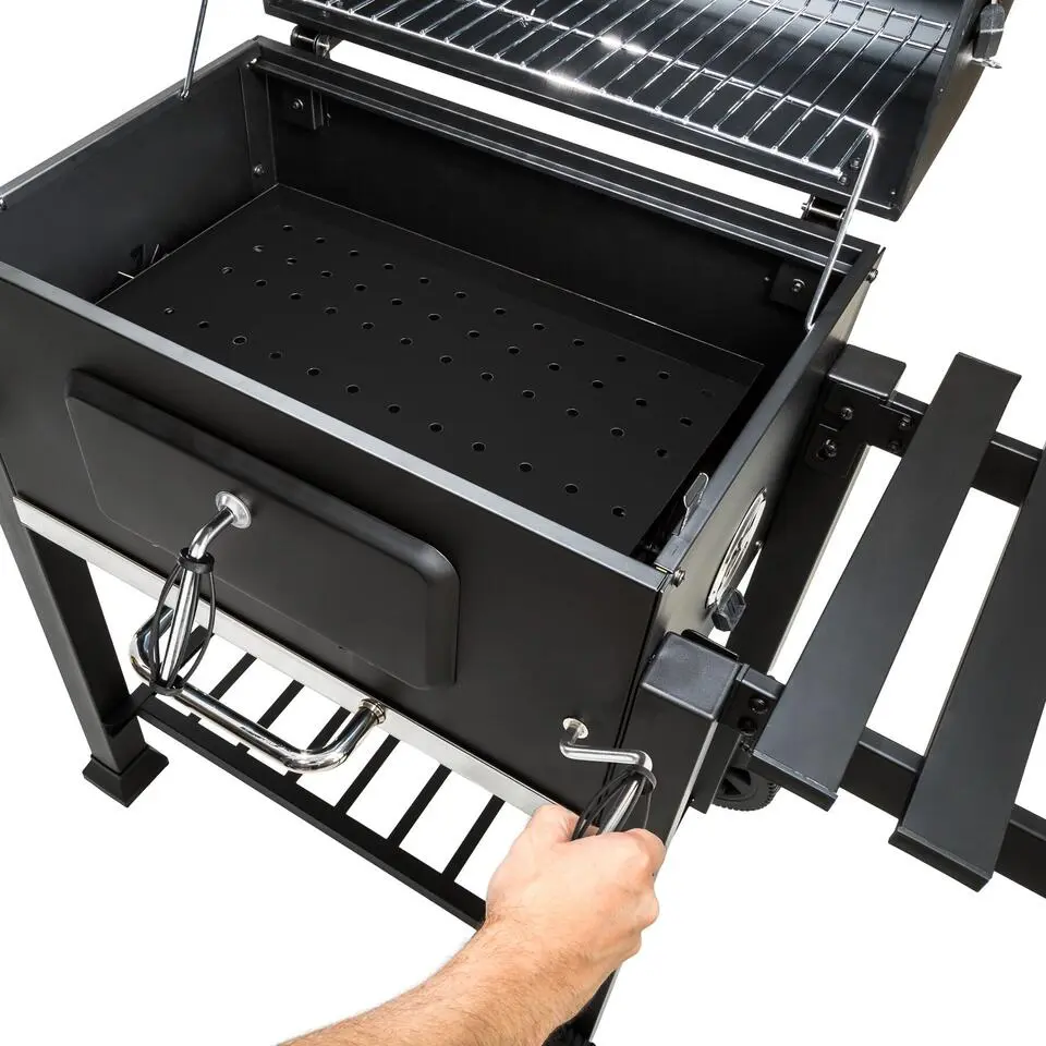 tectake Houtskoolbarbecue in hoogte verstelbaar, Zwart