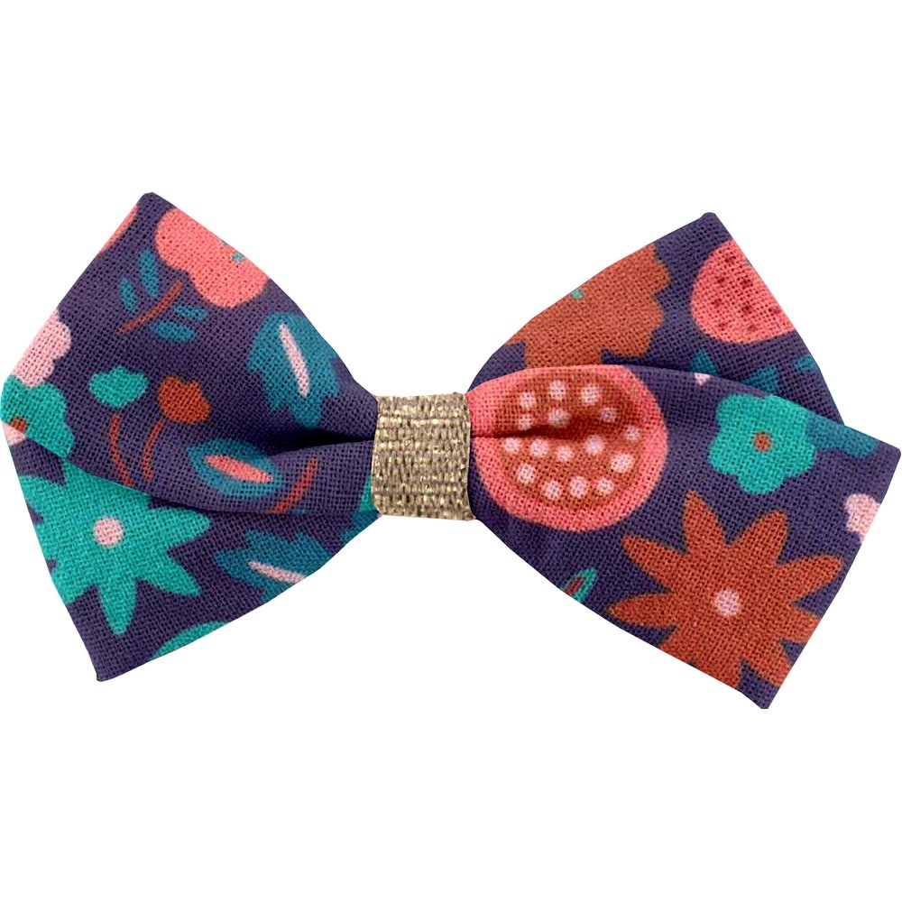 Petite Barrette Double Noeud Croisé Huppette Fleurie