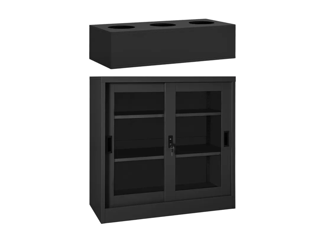 Armoire à portes coulissantes avec jardinière Anthracite Acier