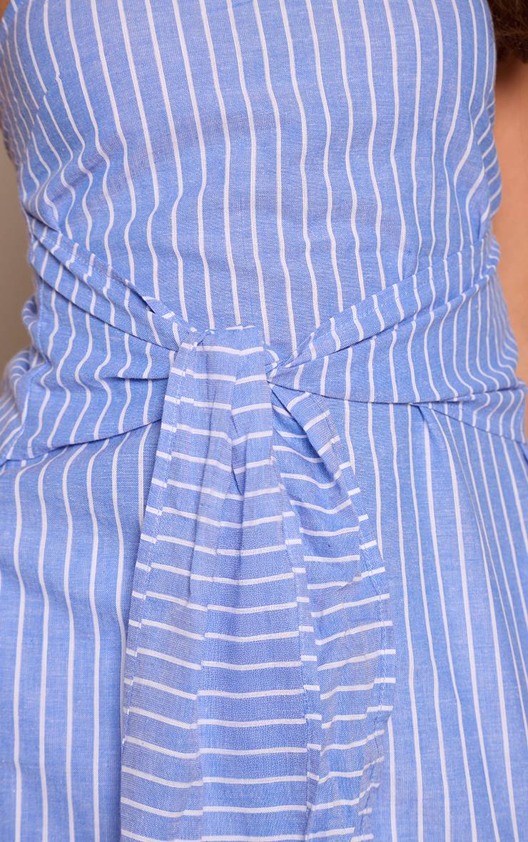 Bleu Clair Bandeau À Rayures En Lin Avec Nœud Devant