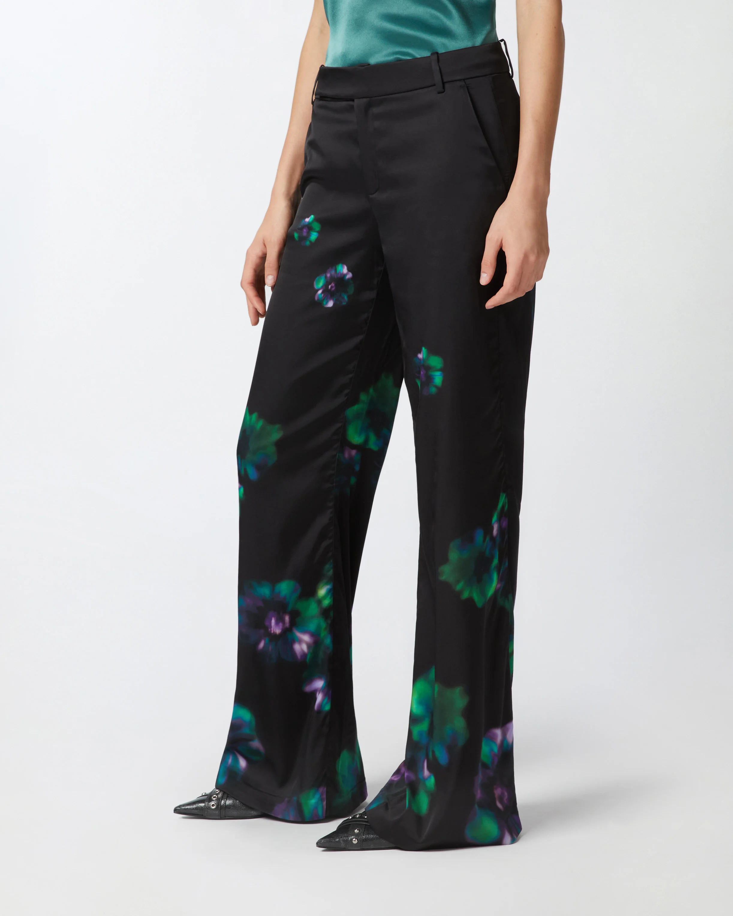 Pantalon à imprimé floral | Noir