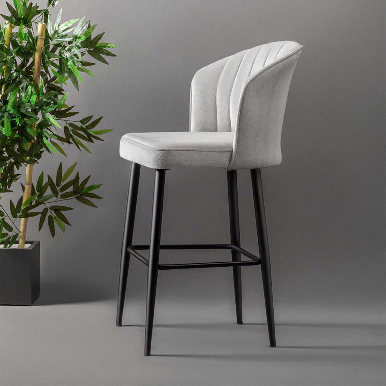 Homitis 4 Tabourets de bar Rubi crème - 52x97x42 cm