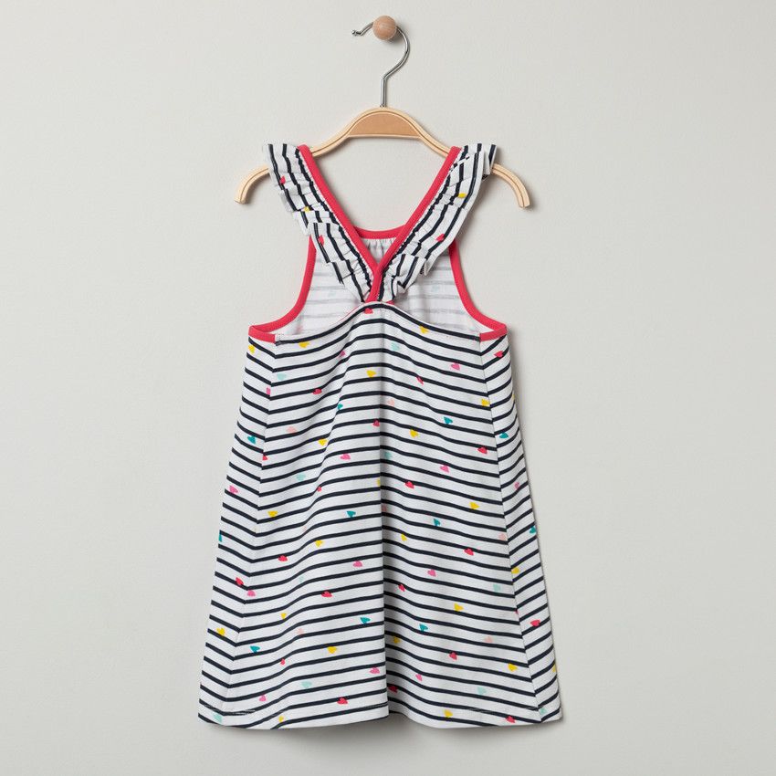Robe imprimées all-over à bretelles volantées - Bleu marine