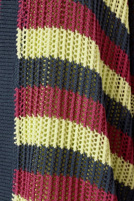 Strickjacke, oversized, Rippstrick, Streifen, offene Form, 3/4-Ärmel