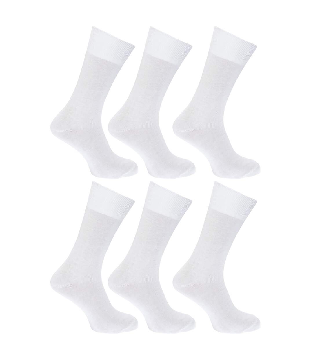 FLOSO - Chaussettes unies 100% coton (Lot de 6 paires) - Femme (Blanc) - UTW208