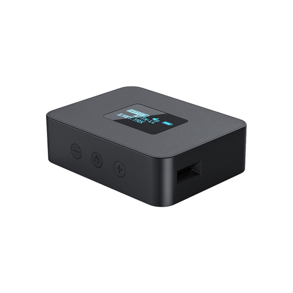 Bluetooth 5.0 AptXLL HD Audio Transmitter mit LCD Display   Optischem SPDIF Toslink / 3.5mm Klinke / Coaxial Anschluss - Schwarz