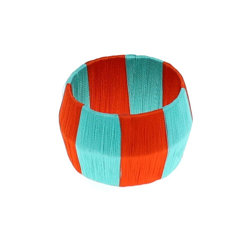Rond de serviette bleu et orange Pondie Chérie