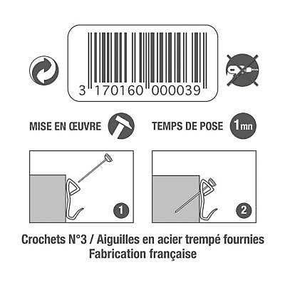 10 crochets acier n° 3 avec aiguilles