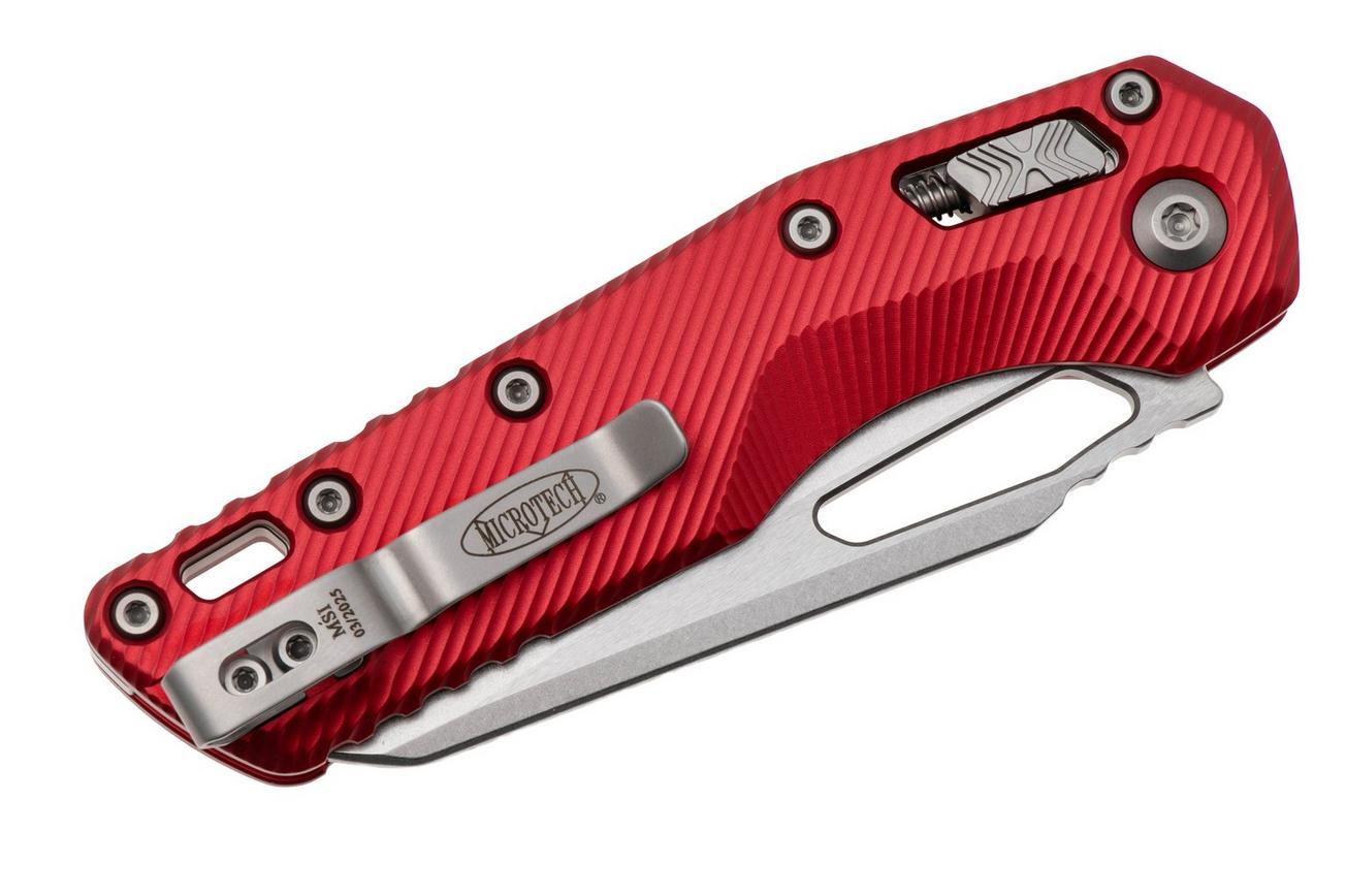 Microtech MSI Standard Issue 210-11FLRD, Stonewashed M390MK, Fluted Red Aluminum, partly serrated zakmes