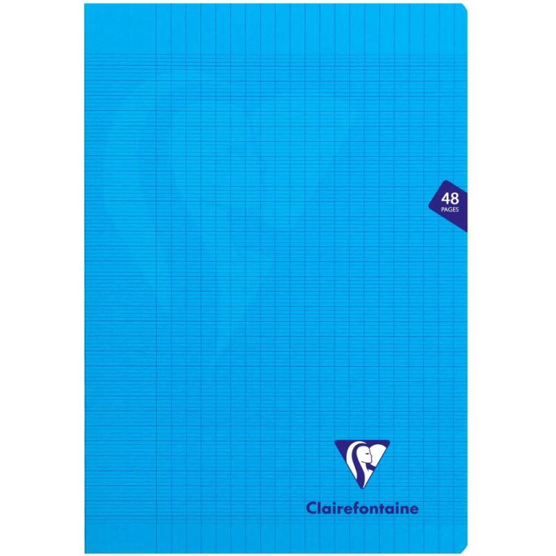 Cahier piqué Mimesys A4 48 pages grands carreaux couverture polypropylène - Bleu