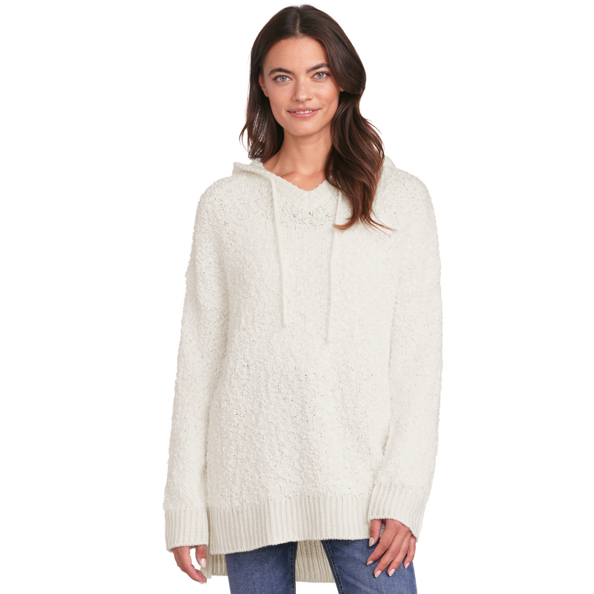 Gina Damen Strickpullover mit Noppengarn cremeweiss