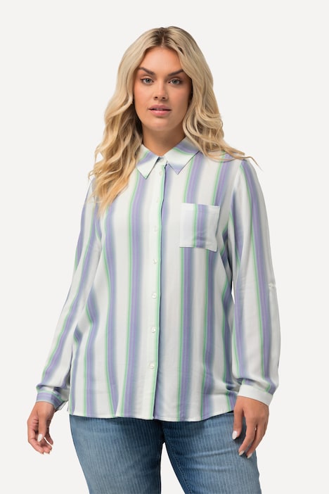 Hemdbluse, Streifen, Hemdkragen, Langarm