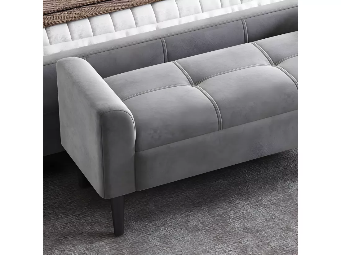 Banc rembourré en velours - ​​Gris