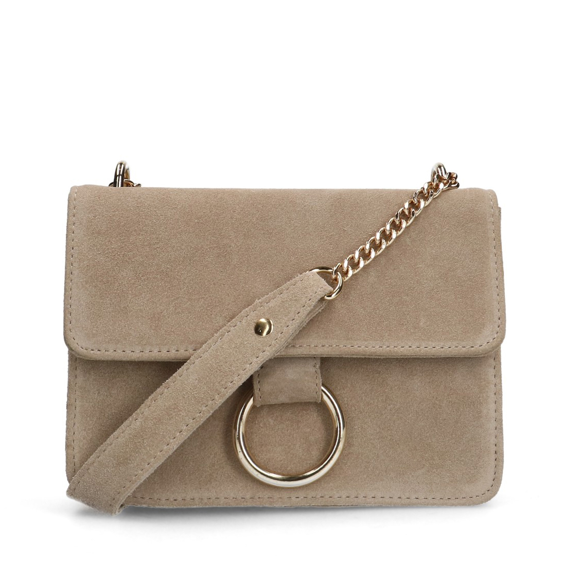 Beige suède schoudertas