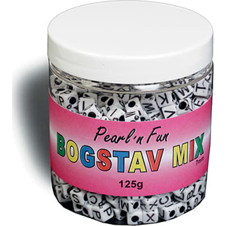 Pearl'n Fun bogstaver 7 mm sort/hvid