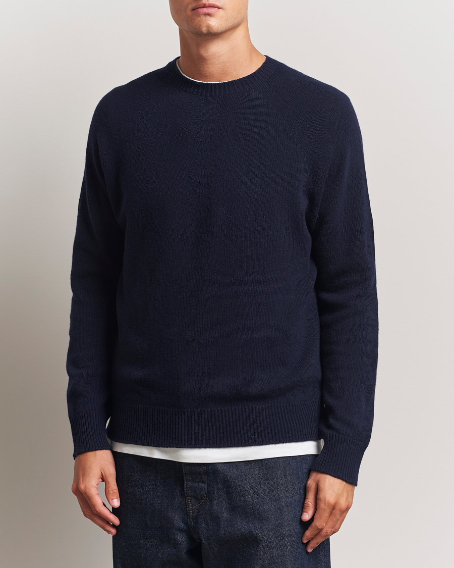 Jil Sander Wool/Cashmere Round Neck Sweater Navy
