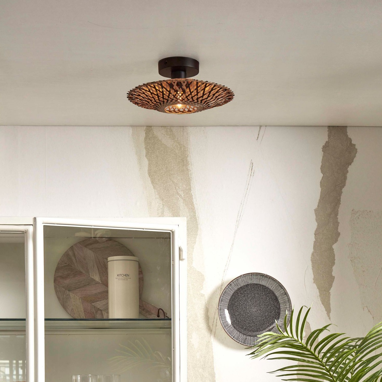 GOOD&MOJO Kalimantan Plafondlamp - Ã30cm - Naturel / Zwart