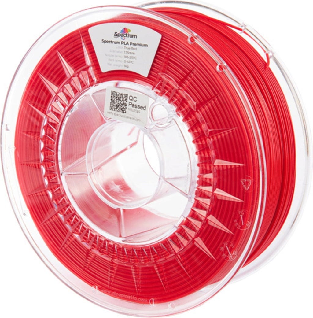 Spectrum  PLA Premium True Red, 1,75 mm / 1000 g    Verzugsfreies PLA in guter Qualität