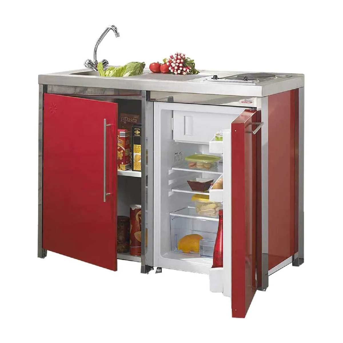 Kitchenette Moderna Metalline - Rouge Carmin