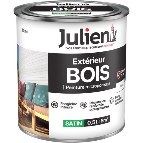 Peinture microporeuse 0,5 L Extérieur Bois Satin - Blanc