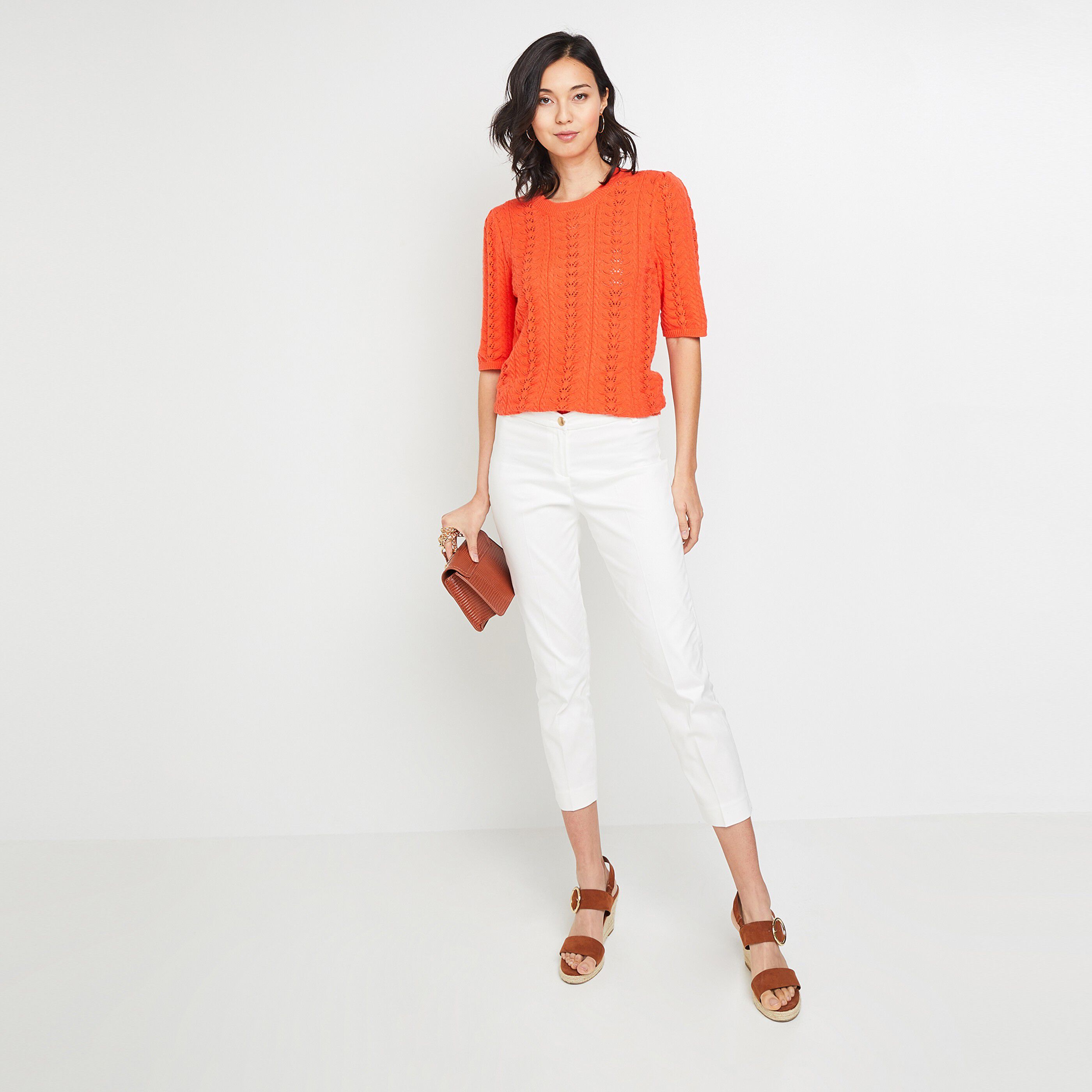 Pantalon raccourci femme - BLANC