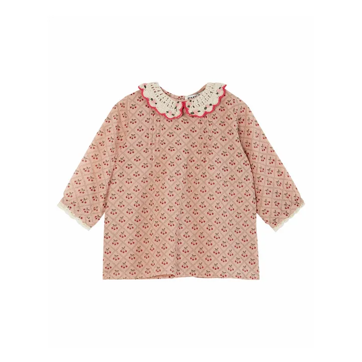 Emile et Ida Robe Fleurie Col Crochet Brodé Main Bébé | Rose pâle