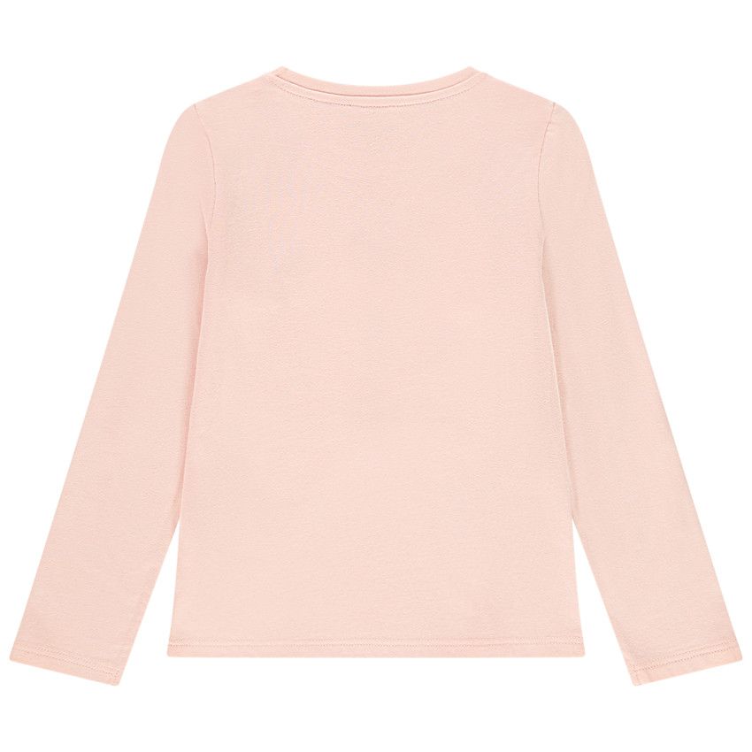 T-shirt manches longues ludique à fleurs pour enfant fille - Rose