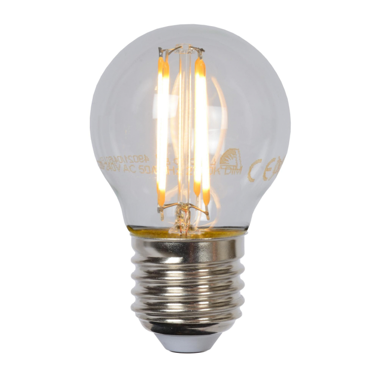 Lucide G45 LED lichtbron E27 4W 2700K transparant dimbaar