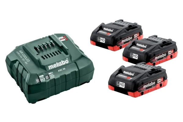Metabo BASIC SET 3 X LIHD 4.0 AH, Batteri- og opladersæt, Lithium-Ion High Density (LiHD), 4 At, 18 V, Metabo, 12 - 36 V