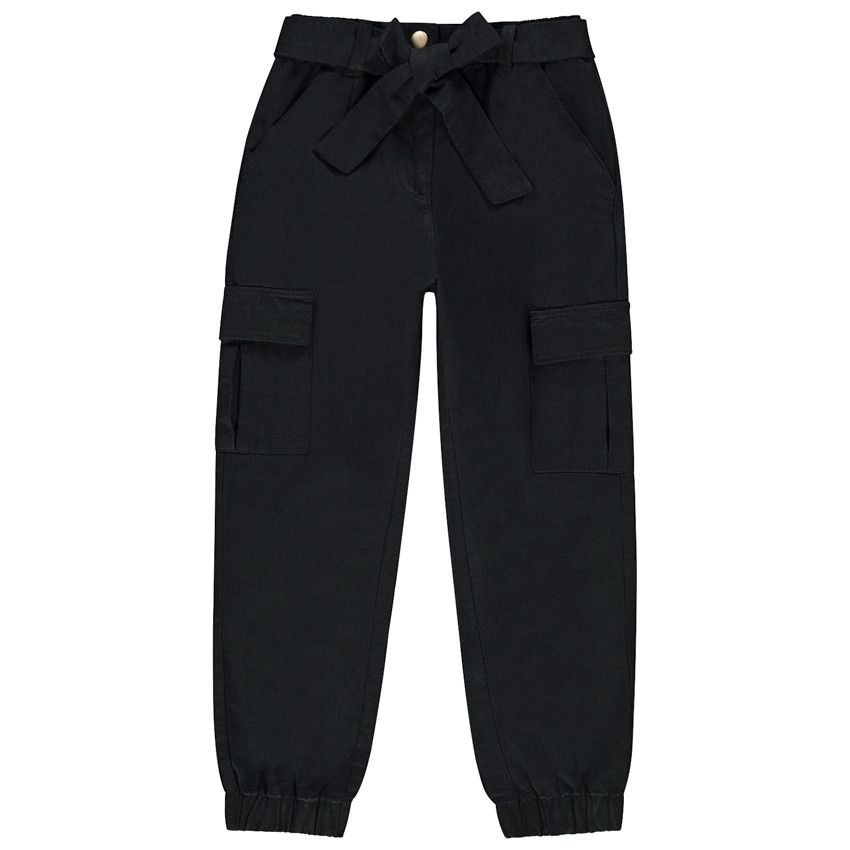 Pantalon style cargo uni avec ceinture pour fille - Gris foncé