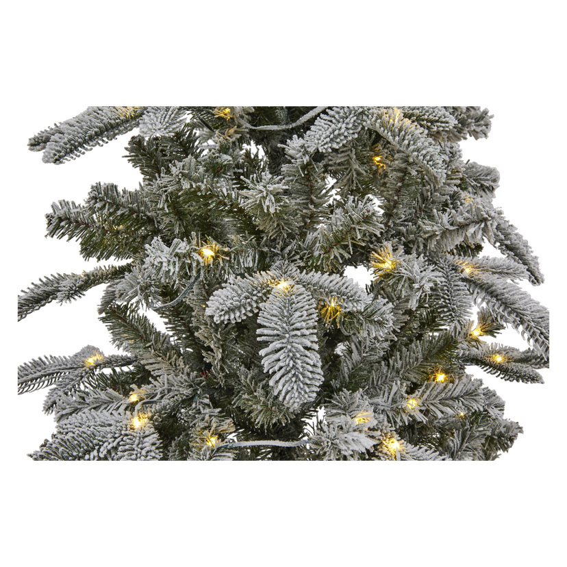 Naturtro juletre med kunstsnø og LED-belysning 230 cm