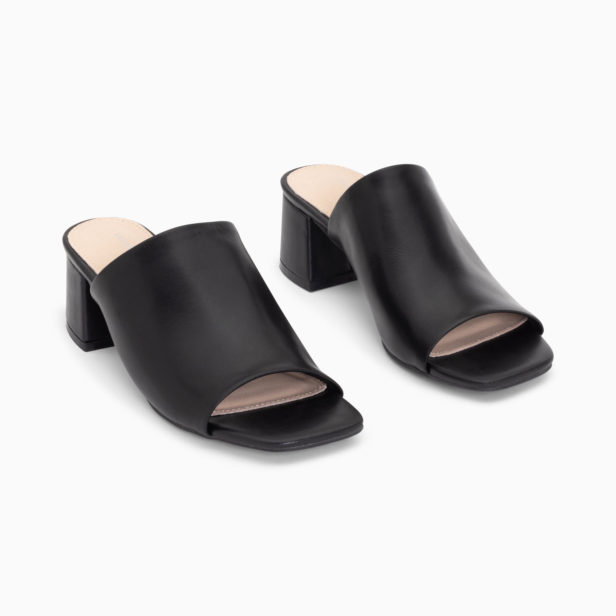 Sandales à talon, Compensées-Mules peep-toe Helène noires à talon